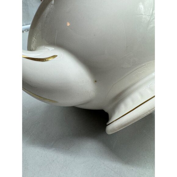 Vintage cameo rose Porcelain Teapot Floral Gold Accents White Roses Design READ - Picture 11 of 16